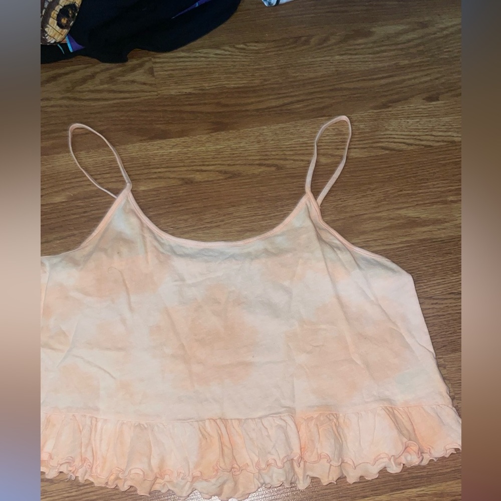 American Eagle Orange and white tie dye crop top
